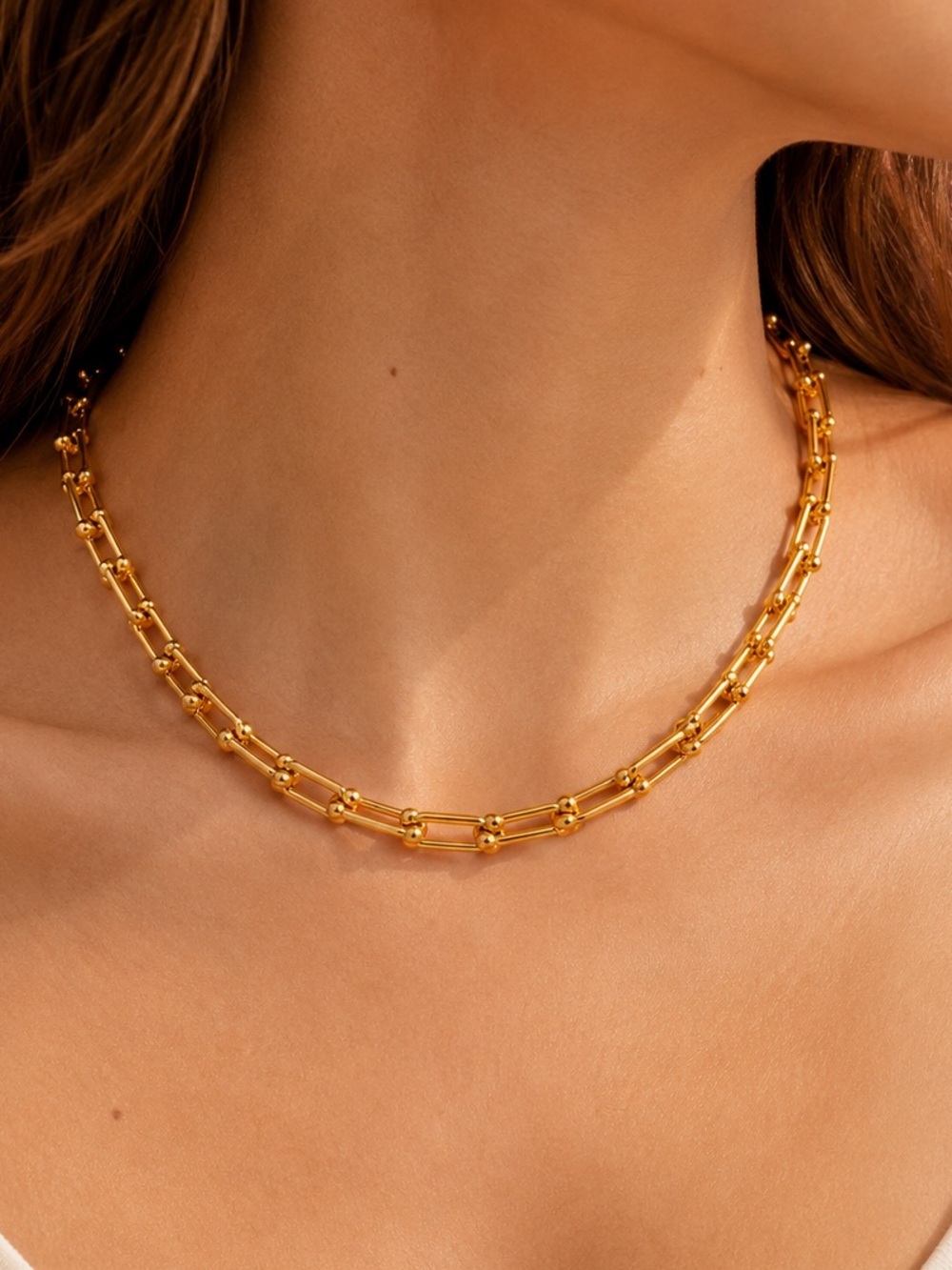Hardware Gold Graduated Link STAINLESS STEEL Waterproof Necklace